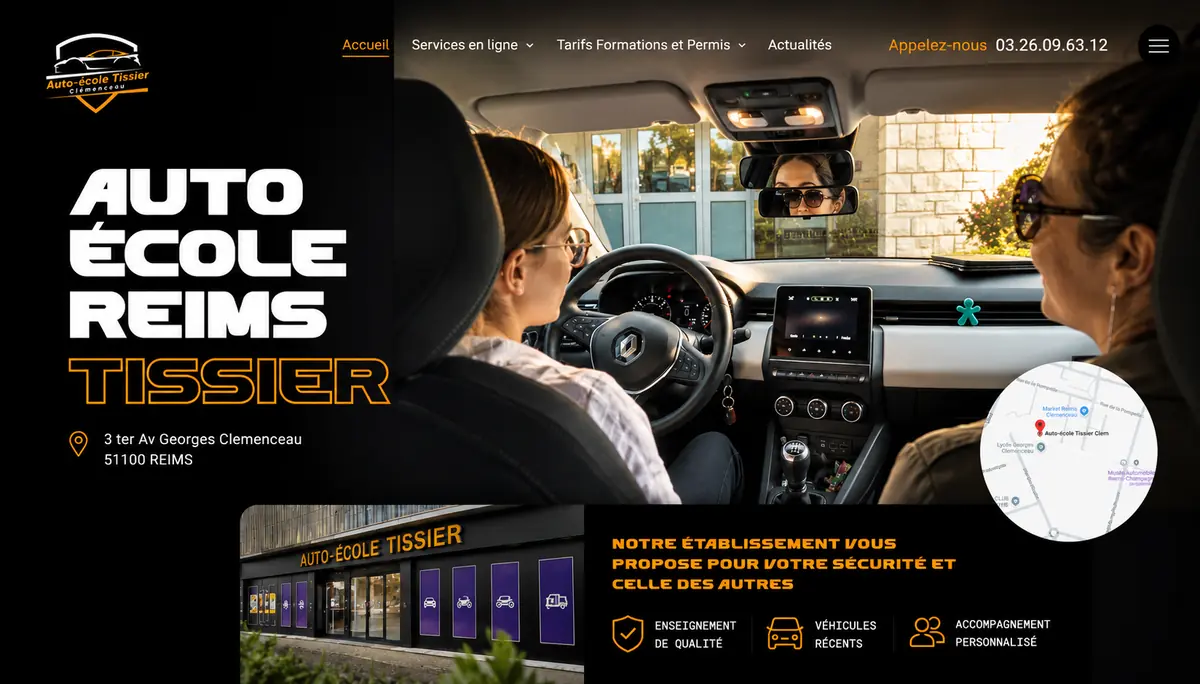 Site internet Auto-école Tissier à Reims réalisé par Octopus Web