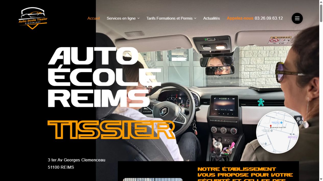 Capture ordinateur du site Auto-école Tissier à Reims réalisé par Octopus Web
